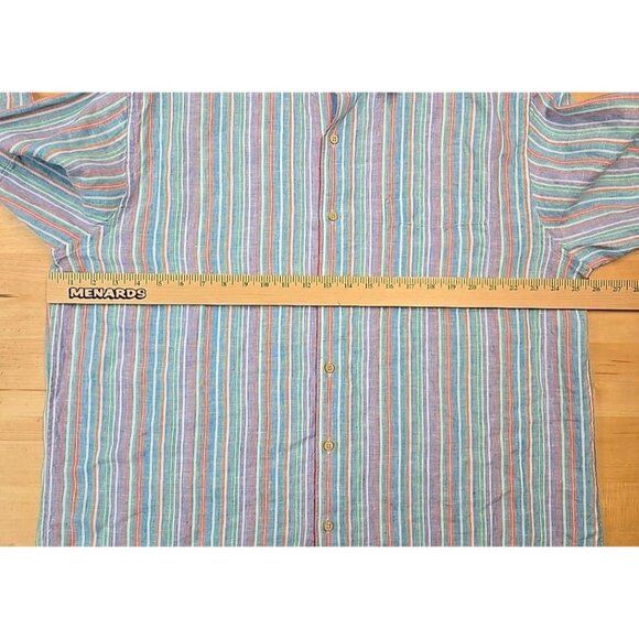 Jos A Bank 100% Linen Shirt Mens Size XL Rainbow Vertical Striped Button Down - Picture 4 of 7